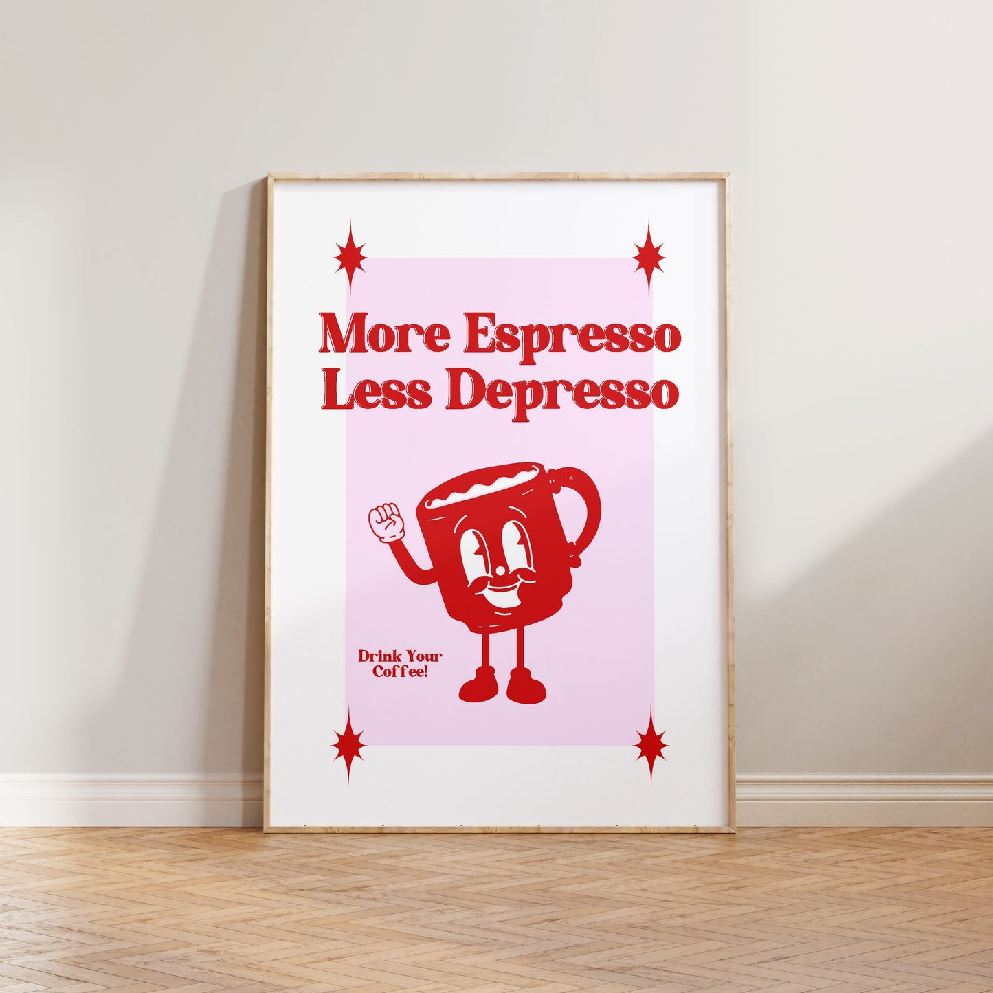 More Espresso Less Depresso Retro Print