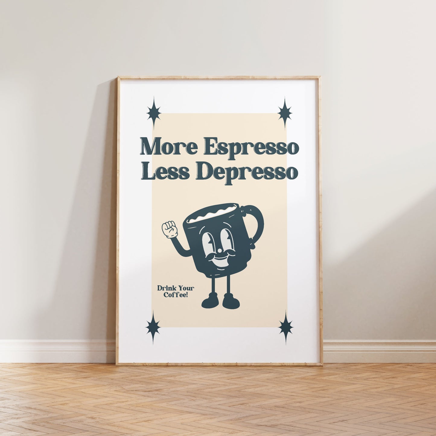 More Espresso Less Depresso Retro Print