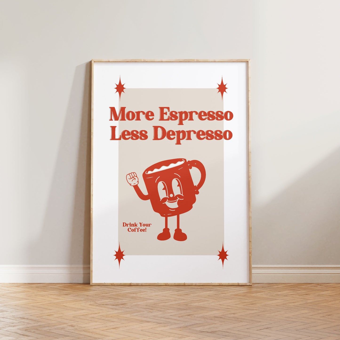 More Espresso Less Depresso Retro Print