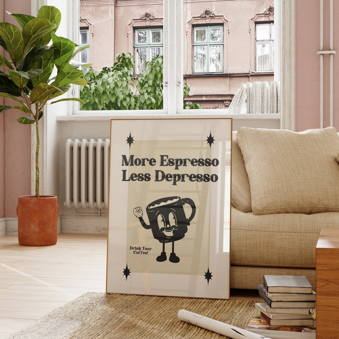 More Espresso Less Depresso Retro Print