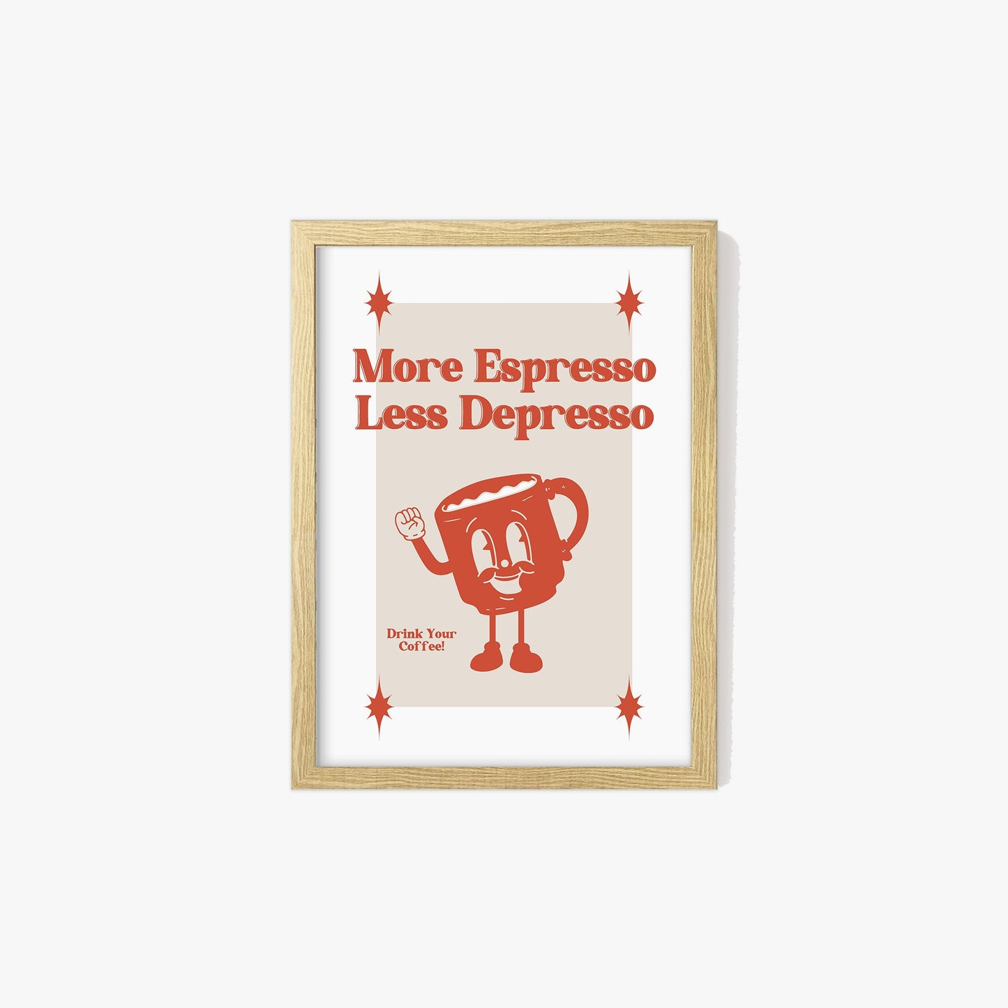 More Espresso Less Depresso Retro Print