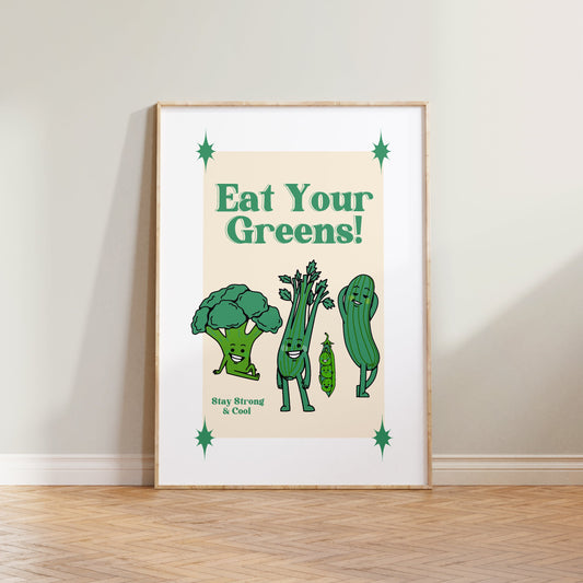 Retro Eat Your Greens Print